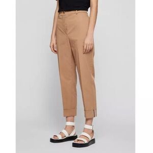 HUGO Boss Cotton High Rise Button Fly Tachino2 Trouser in Medium Beige